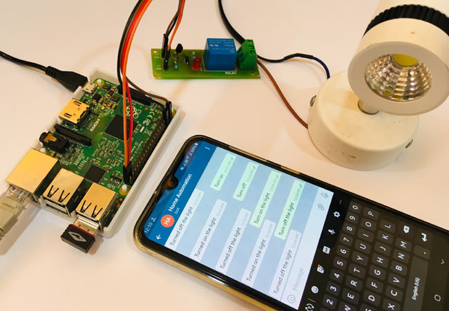Circuit Hardware for Telegram controlled Home Automation using Raspberry Pi