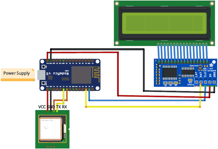 IoT based Vehicle Tracking System Circuit Diagram