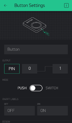  Setup Button in Project Created using Blynk App and Pi 